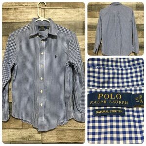 Polo Ralph Lauren Natural Stretch Gingham Plaid Button Up Shirt Size L (14-16)